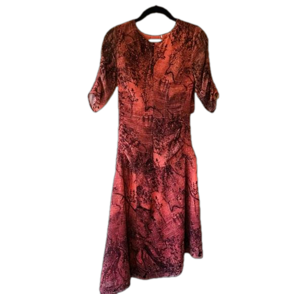 H&M Conscious Exclusive Asymmetrical Patterned MIDI Dress 0 Recycled Polyester
